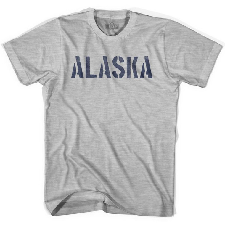 Alaska State Stencil Womens Cotton T-shirt - Grey Heather