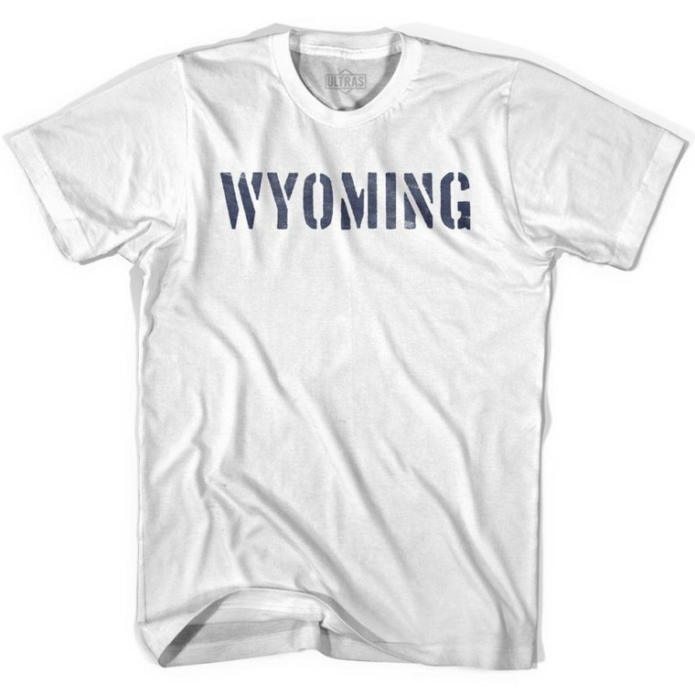 Wyoming State Stencil Womens Cotton T-shirt - White