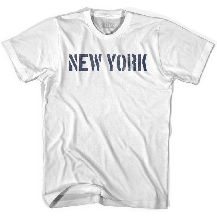 New York State Stencil Womens Cotton T-shirt - White