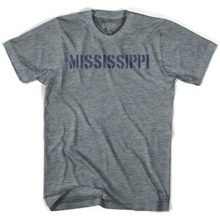 Mississippi State Stencil Adult Tri-Blend T-shirt - Athletic Grey