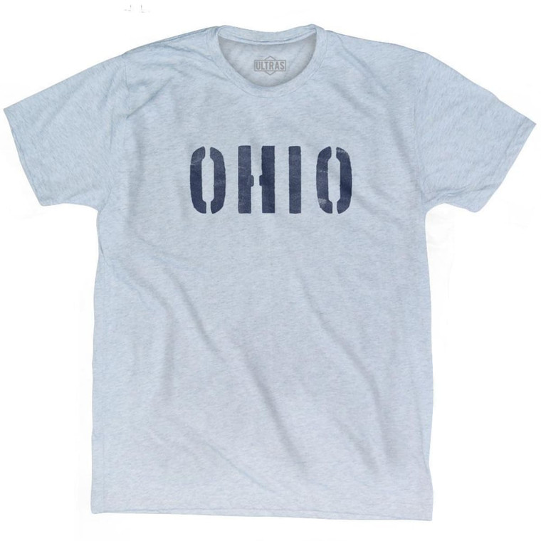 Ohio State Stencil Adult Tri-Blend T-shirt - Athletic White