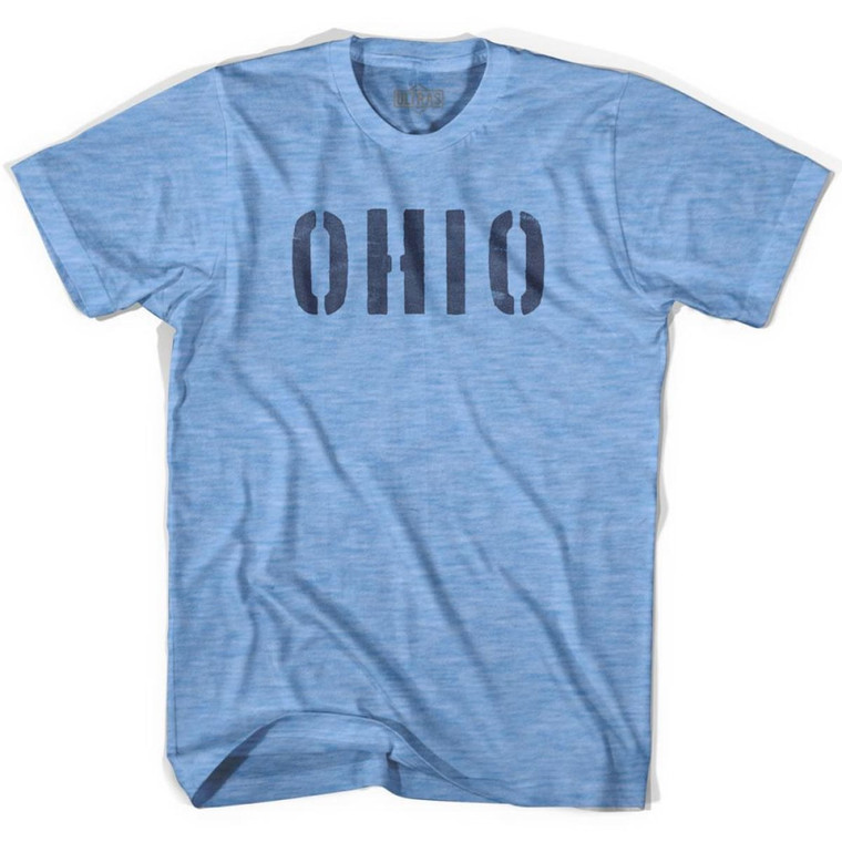 Ohio State Stencil Adult Tri-Blend T-shirt - Athletic Blue