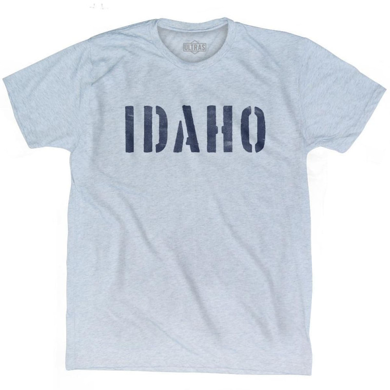 Idaho State Stencil Adult Tri-Blend T-shirt - Athletic White