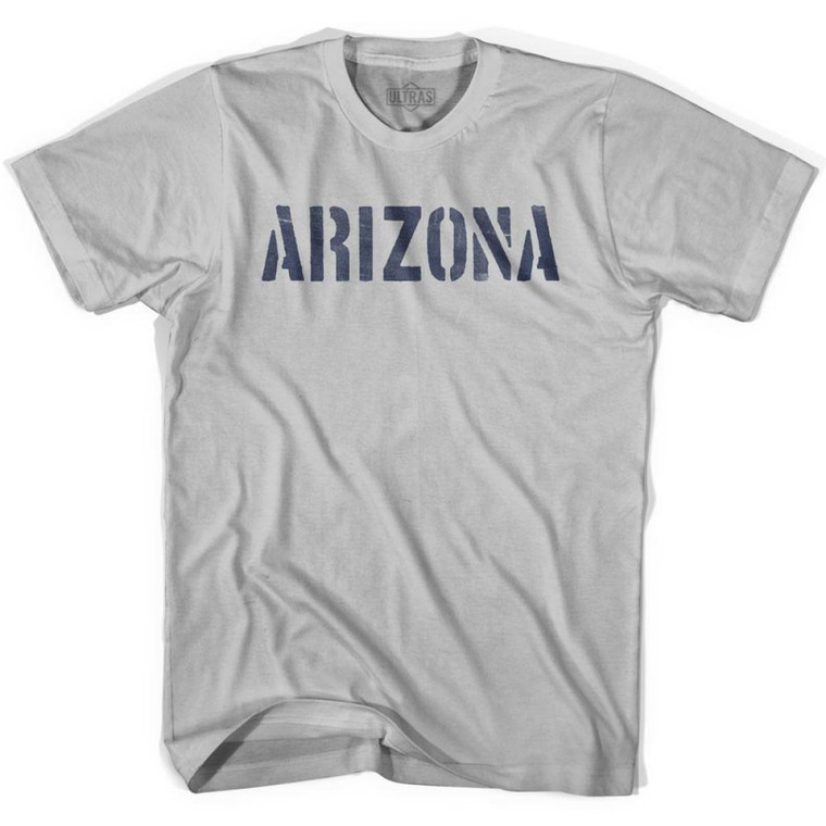 Arizona State Stencil Adult Cotton T-shirt - Cool Grey