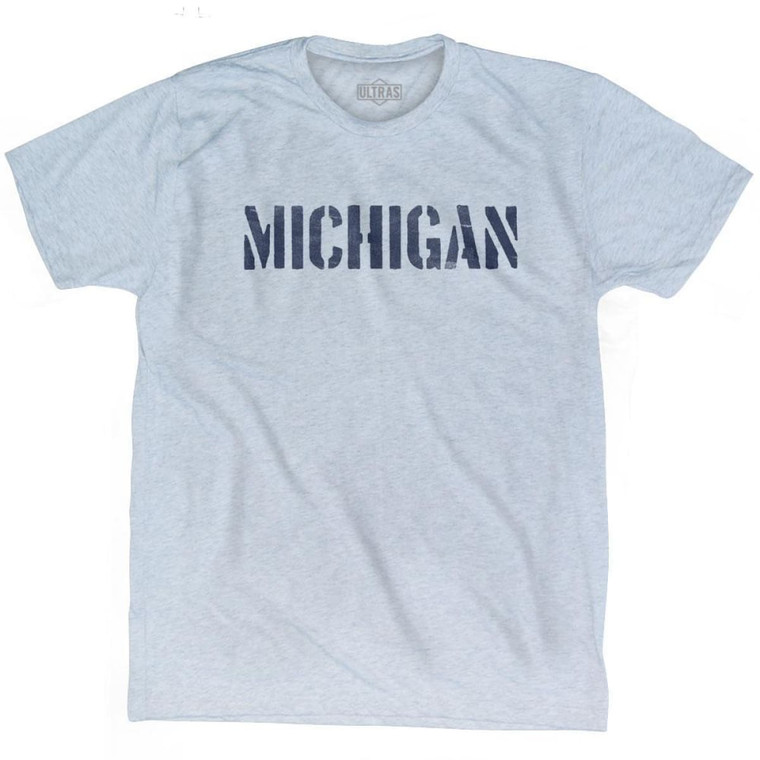 Michigan State Stencil Adult Tri-Blend T-shirt - Athletic White