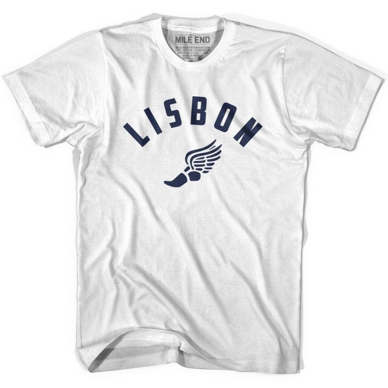 Lisbon Running Winged Foot Track T-shirt-Adult - White