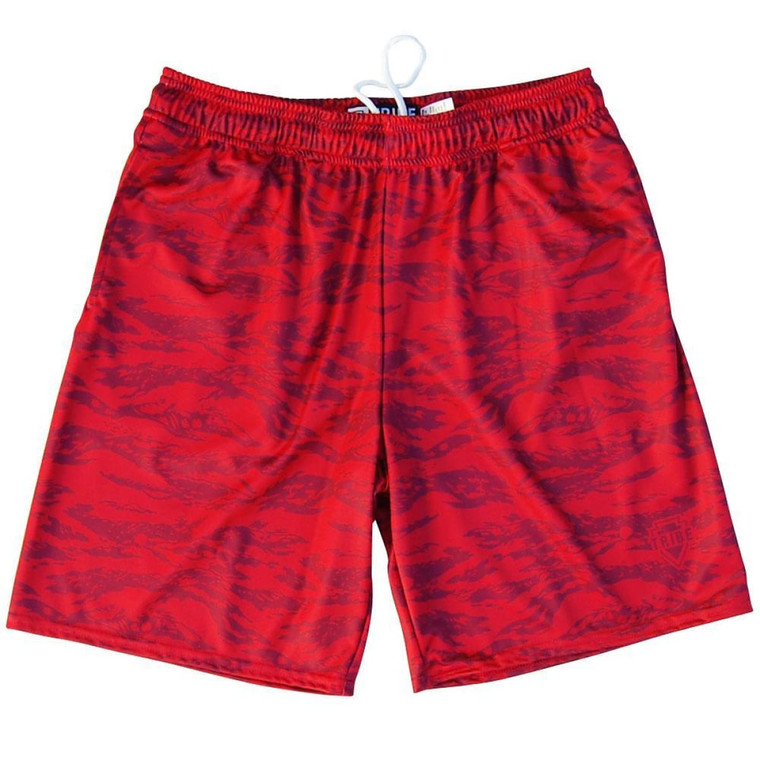 River Camo Lacrosse Shorts Made in USA - Cardinal