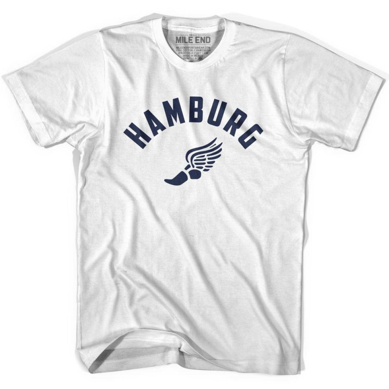 Hamburg Running Winged Foot Track T-shirt-Adult - White