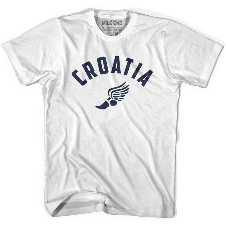 Croatia Running Winged Foot Track T-shirt-Adult - White