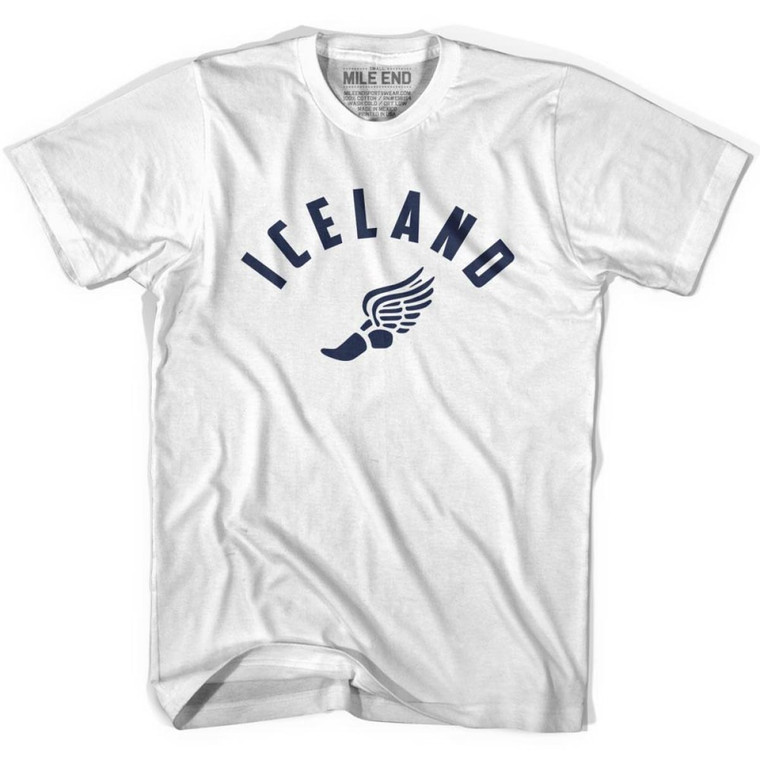 Iceland Running Winged Foot Track T-shirt-Adult - White