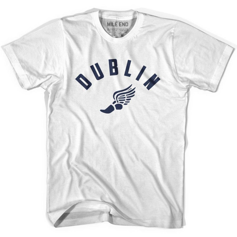 Dublin Running Winged Foot Track T-shirt-Adult - White