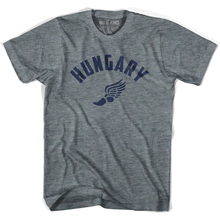 Hungary Running Winged Foot Track T-shirt-Adult - Athletic Grey