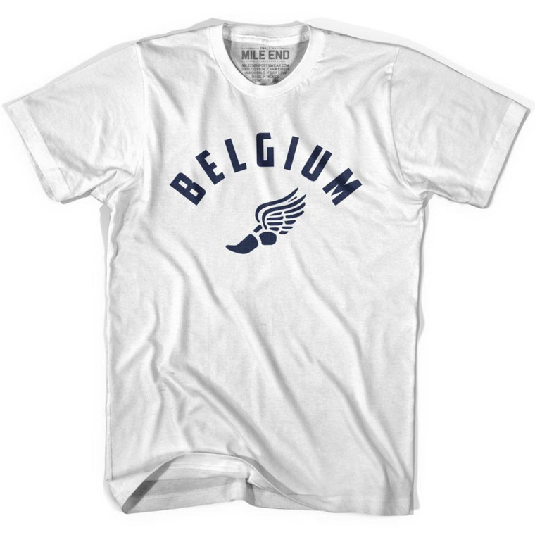 Belgium Running Winged Foot Track T-shirt-Adult - White