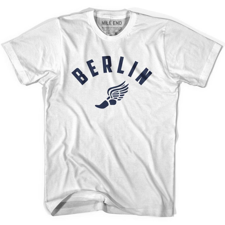 Berlin Running Winged Foot Track T-shirt-Adult - White