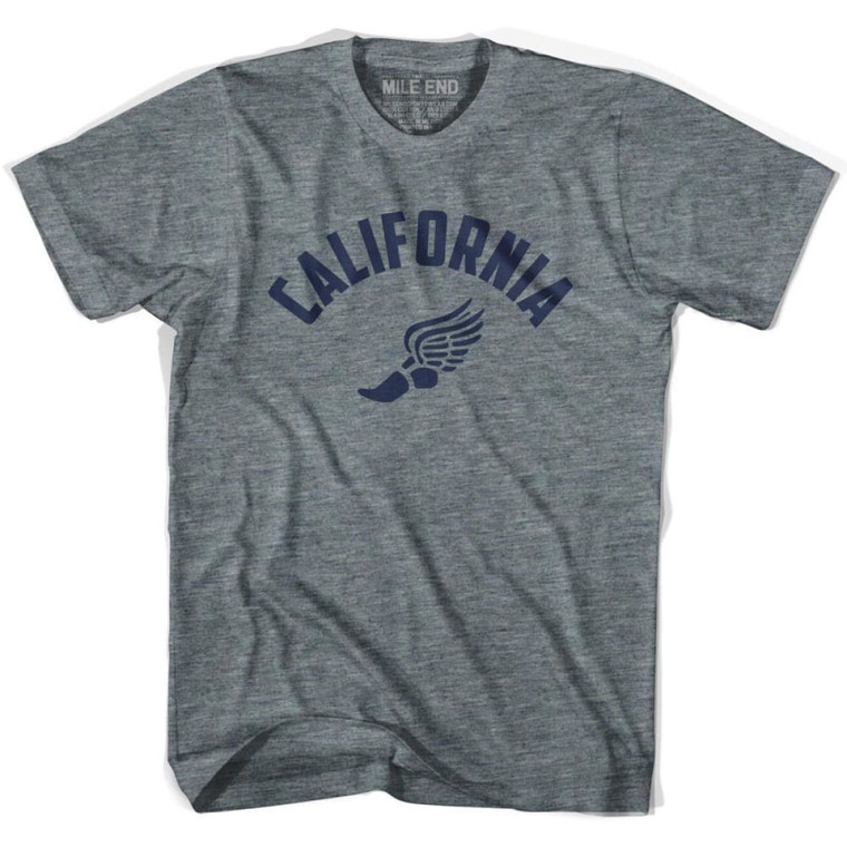 California Running Winged Foot Track T-shirt-Adult - Athletic Grey