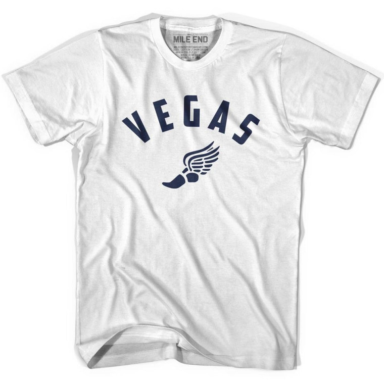 Vegas Running Winged Foot Track T-shirt-Adult - White