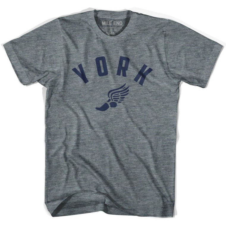 York Running Winged Foot Track T-shirt-Adult - Athletic Grey