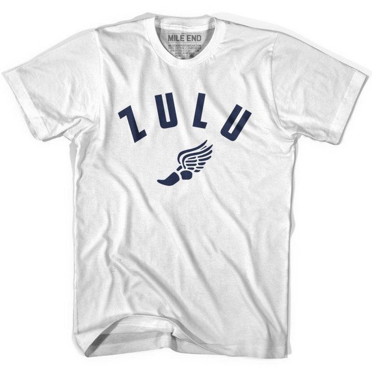 Zulu Running Winged Foot Track T-shirt-Adult - White