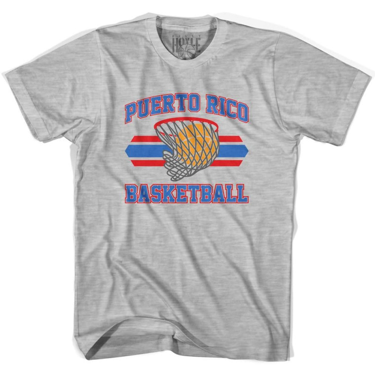 Puerto Rico 90's Basketball T-shirts-Adult - Grey Heather