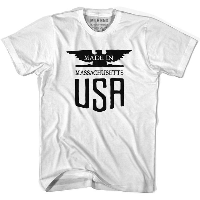 Massachusetts Vintage Eagle T-shirt-Adult - White