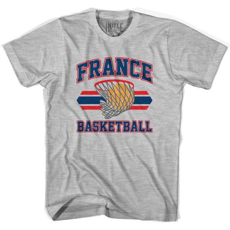 France 90's Basketball T-shirts-Adult - Grey Heather