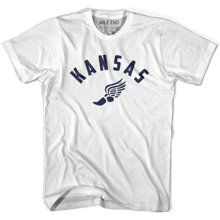 Kansas Running Winged Foot Track T-shirt - White