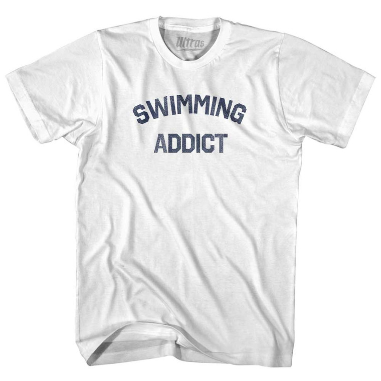 Swimming Addict Adult Cotton T-shirt-White