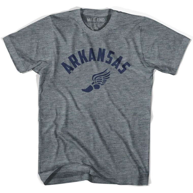 Arkansas Running Winged Foot Track T-shirt - Athletic Grey