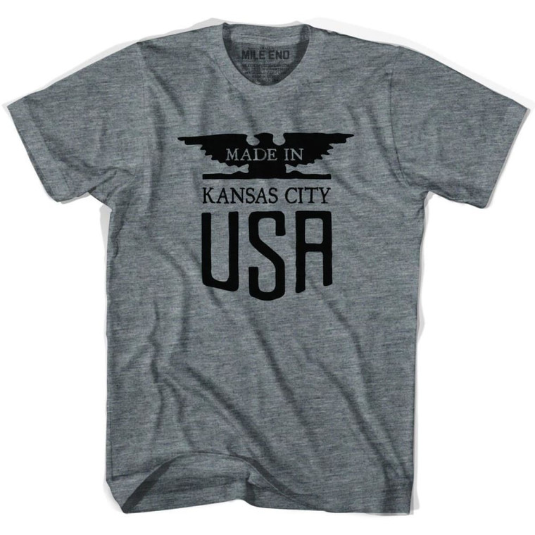 Made In USA Kansas Vintage Eagle T-shirt - Athletic Grey