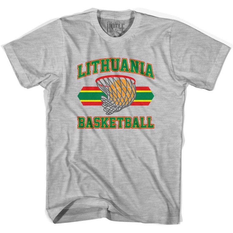 Lithuania Basketball 90's Basketball T-shirt - Grey Heather