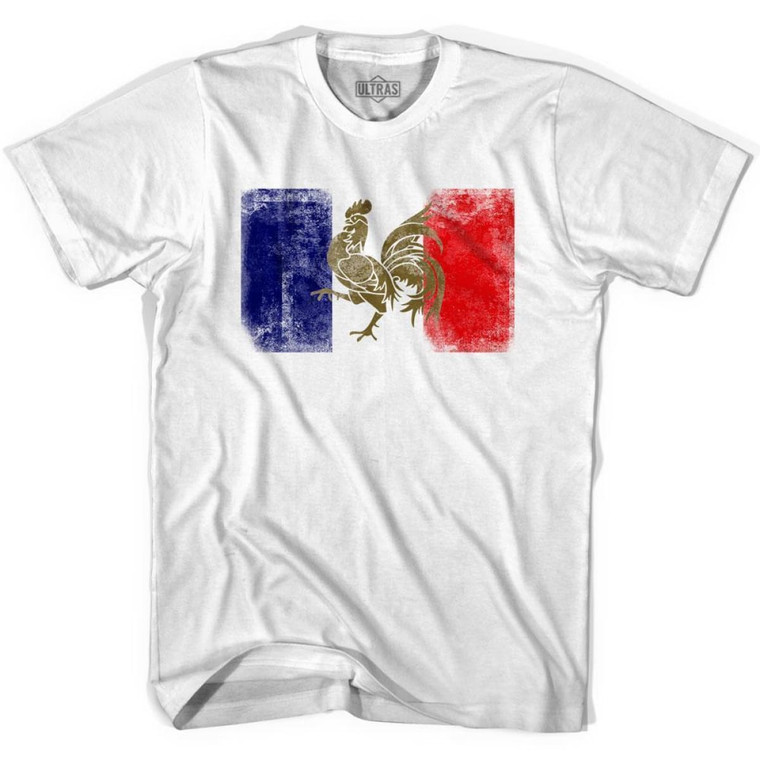 Ultras France Flag Vintage Soccer T-shirt-Adult - White