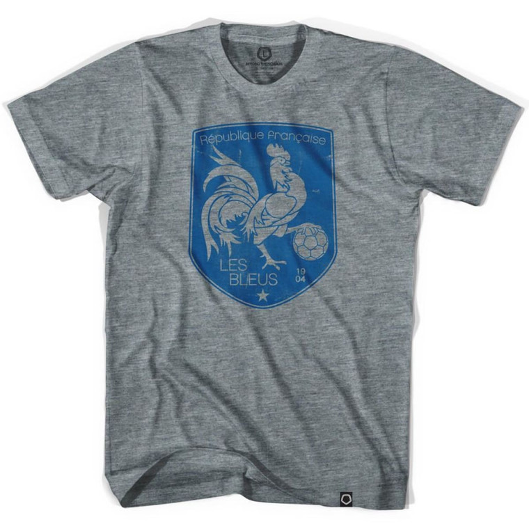 France Rooster Shield Soccer T-shirt-Adult - Athletic Grey