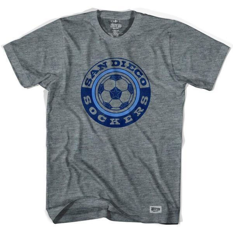 San Diego Sockers Soccer T-shirt-Adult - Athletic Grey