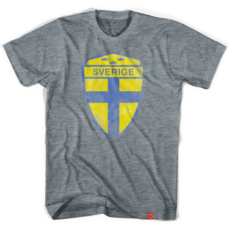 Sweden Sverige Crest Soccer T-shirt-Adult - Athletic Grey