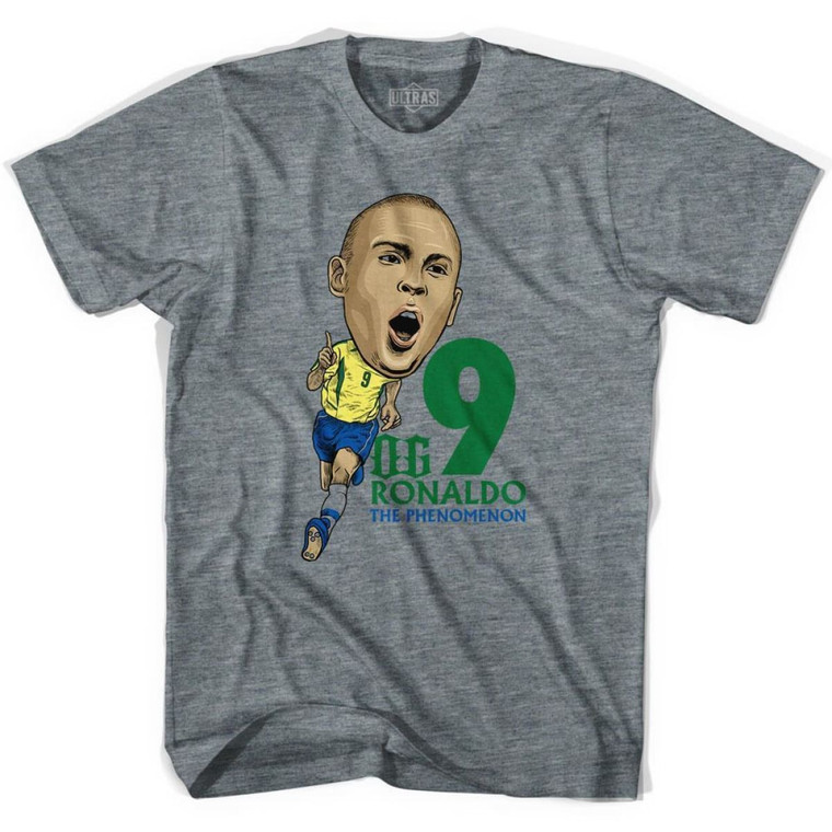 Ultras OG Ronaldo Caricature Soccer T-shirt-Adult - Athletic Grey