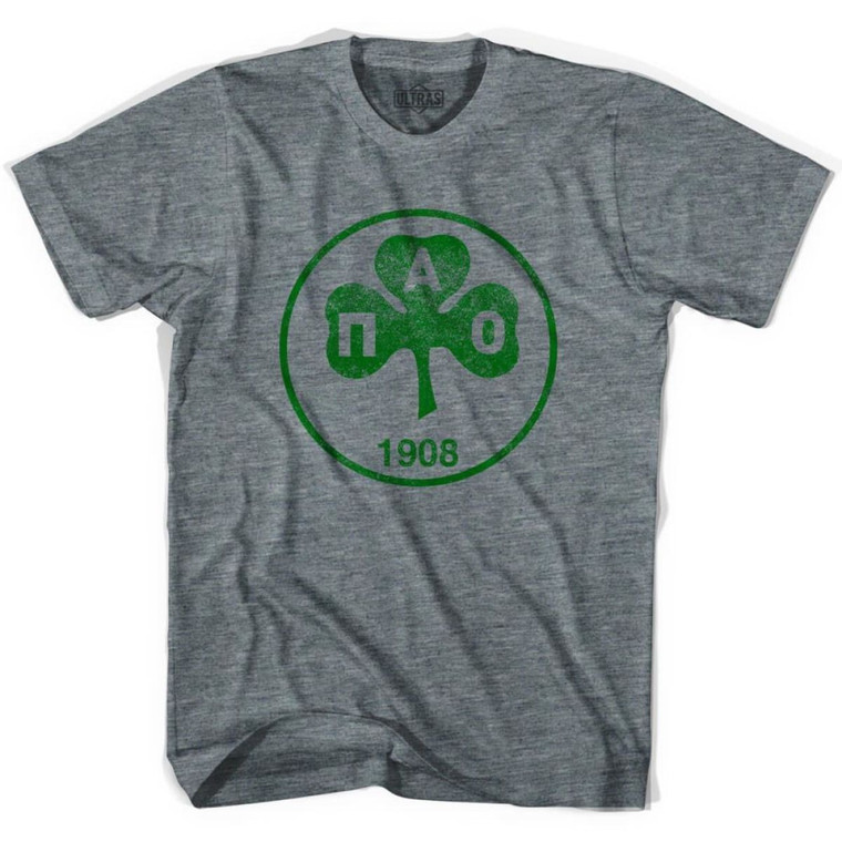 Ultras Vintage Panathinaikos Crest Ultras Soccer T-shirt-Adult - Athletic Grey