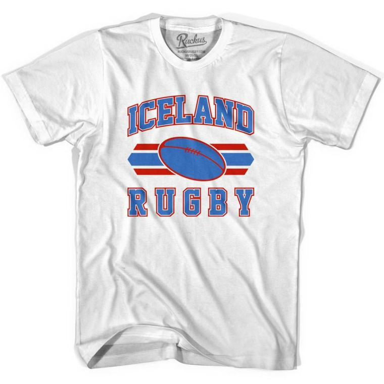 Iceland 90's Rugby Ball T-shirt-Adult - White