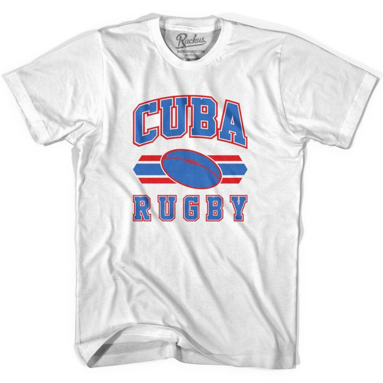 Cuba 90's Rugby Ball T-shirt-Adult - White