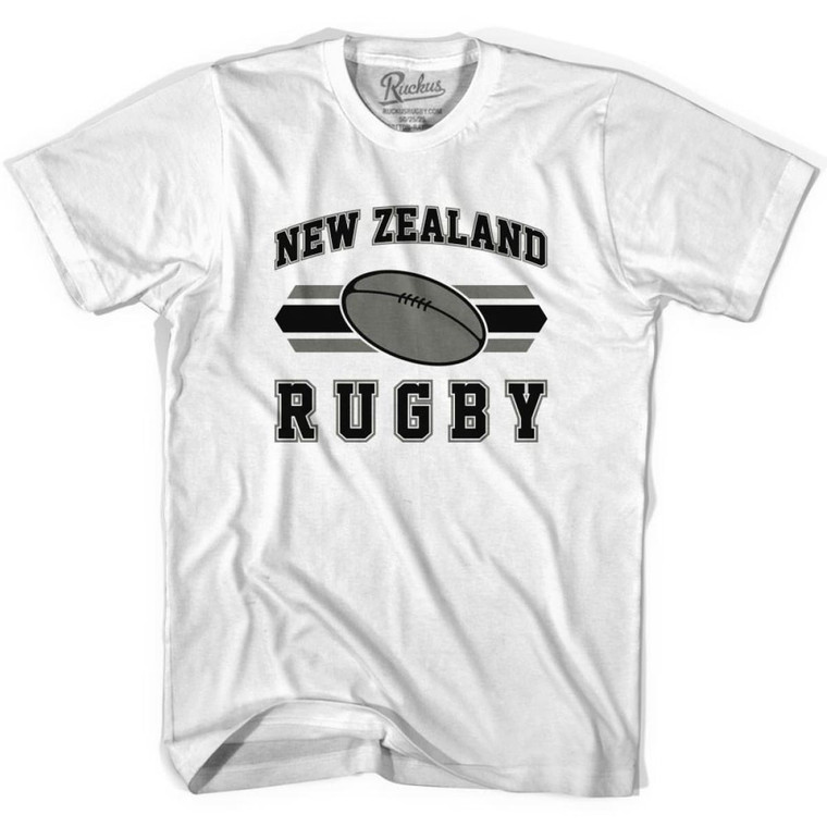 New Zealand 90's Rugby Ball T-shirt-Adult - White