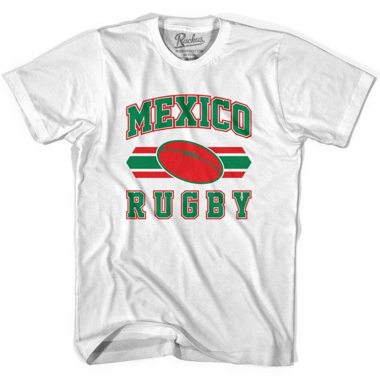 Mexico 90's Rugby Ball T-shirt-Adult - White