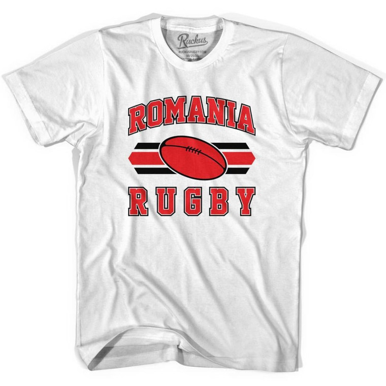 Romania 90's Rugby Ball T-shirt-Adult - White