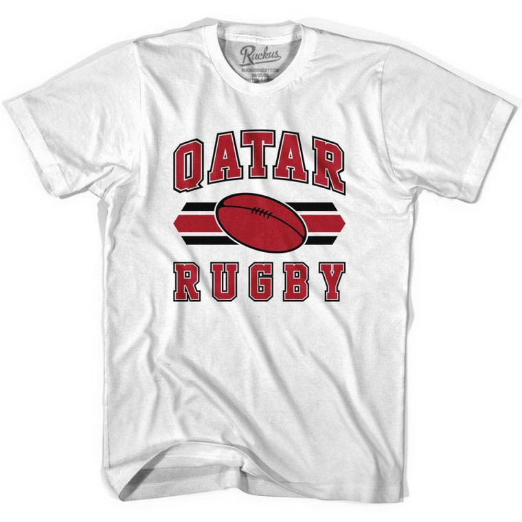 Qatar 90's Rugby Ball T-shirt-Adult - White