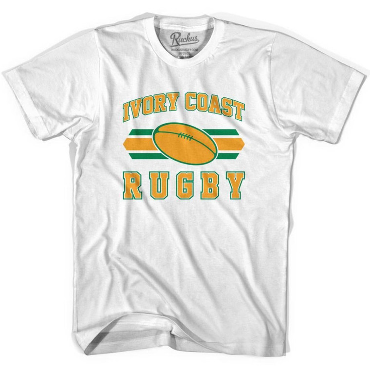 Ivory Coast 90's Rugby Ball T-shirt-Adult - White