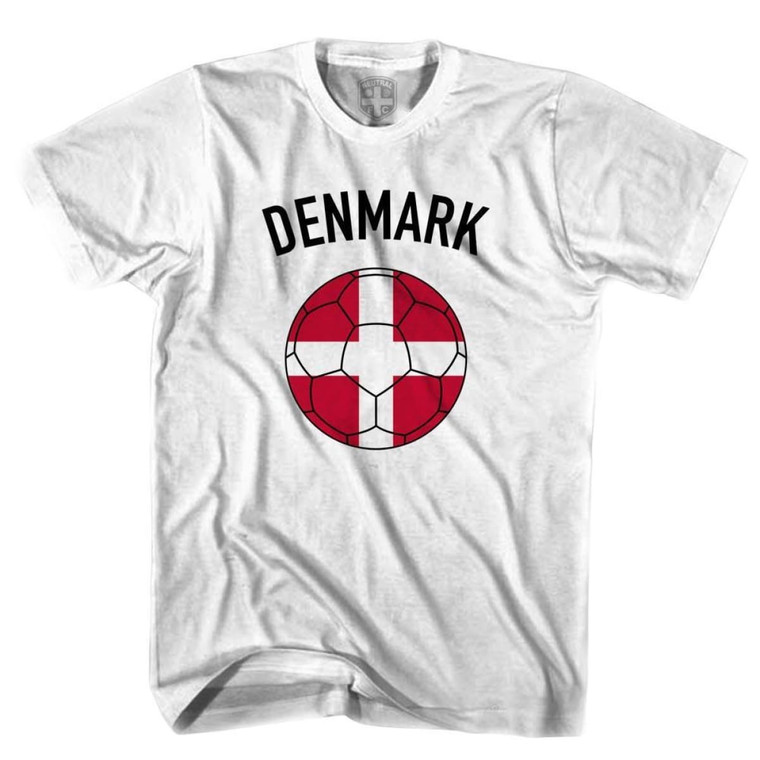 Denmark Soccer Ball T-shirt-Adult - White