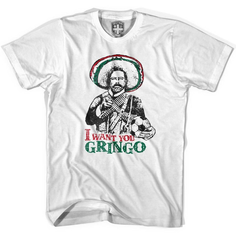 Pancho Villa I Want You Gringo Soccer T-shirt-Adult - White