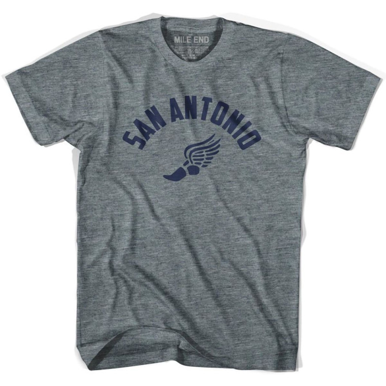 San Antonio Running Winged Foot Track T-shirt-Adult - Athletic Grey