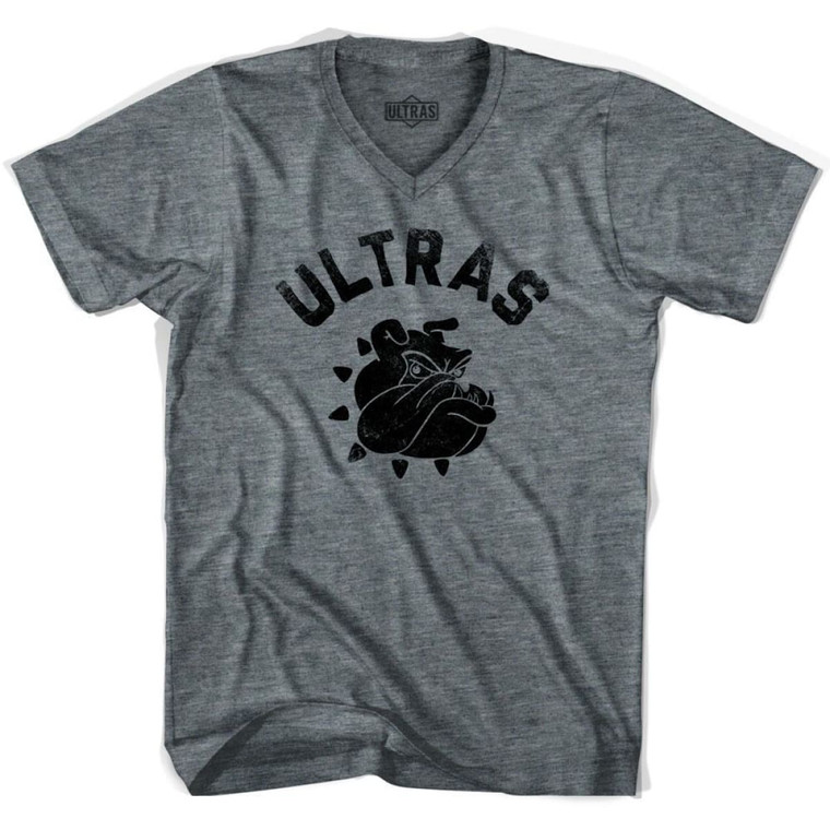 Ultras Bulldog Soccer V-neck T-shirt-Athletic Grey