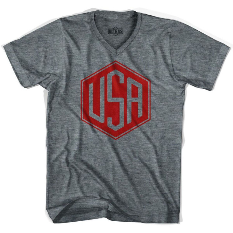 Ultras USA Hex Soccer V-neck T-shirt - Athletic Grey