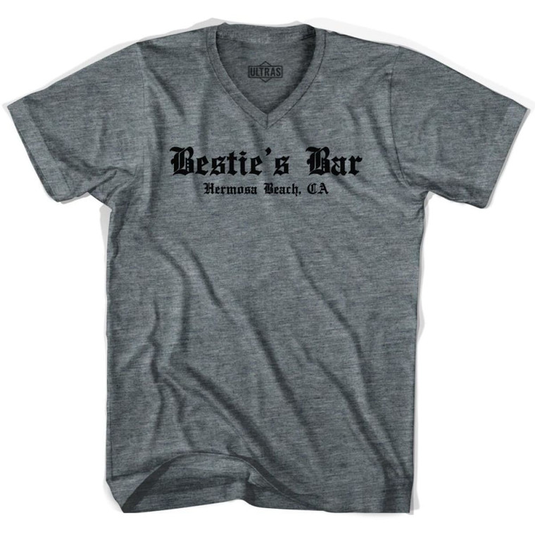 Ultras George Best Bestie's Bar Hermosa Beach Soccer V-neck T-shirt - Athletic Grey