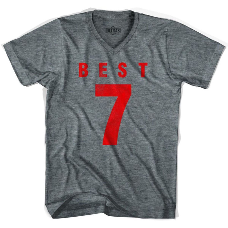 Ultras George Best 7 Legend Soccer V-neck T-shirt-Athletic Grey